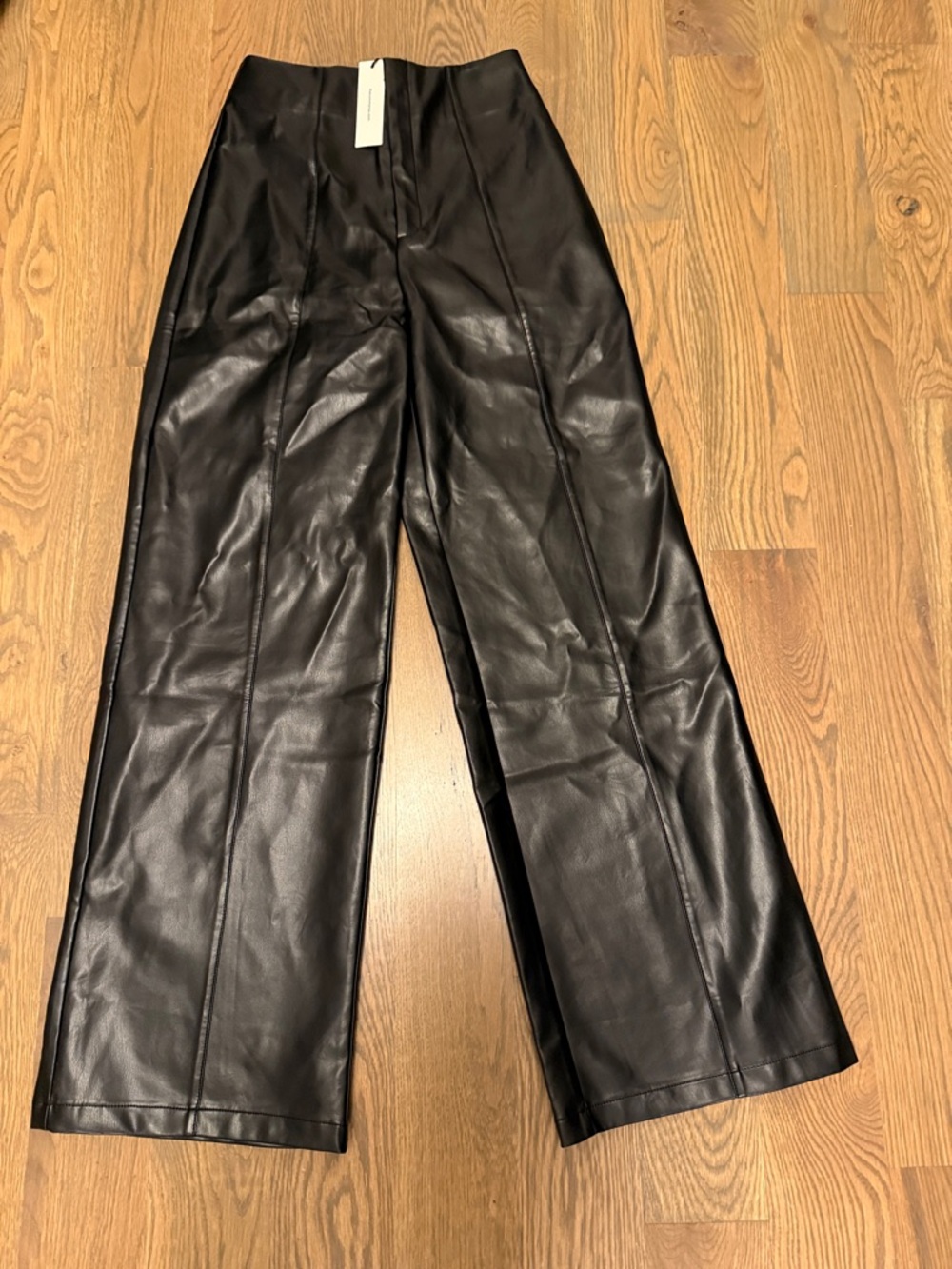 Commense Black Faux Leather Trousers